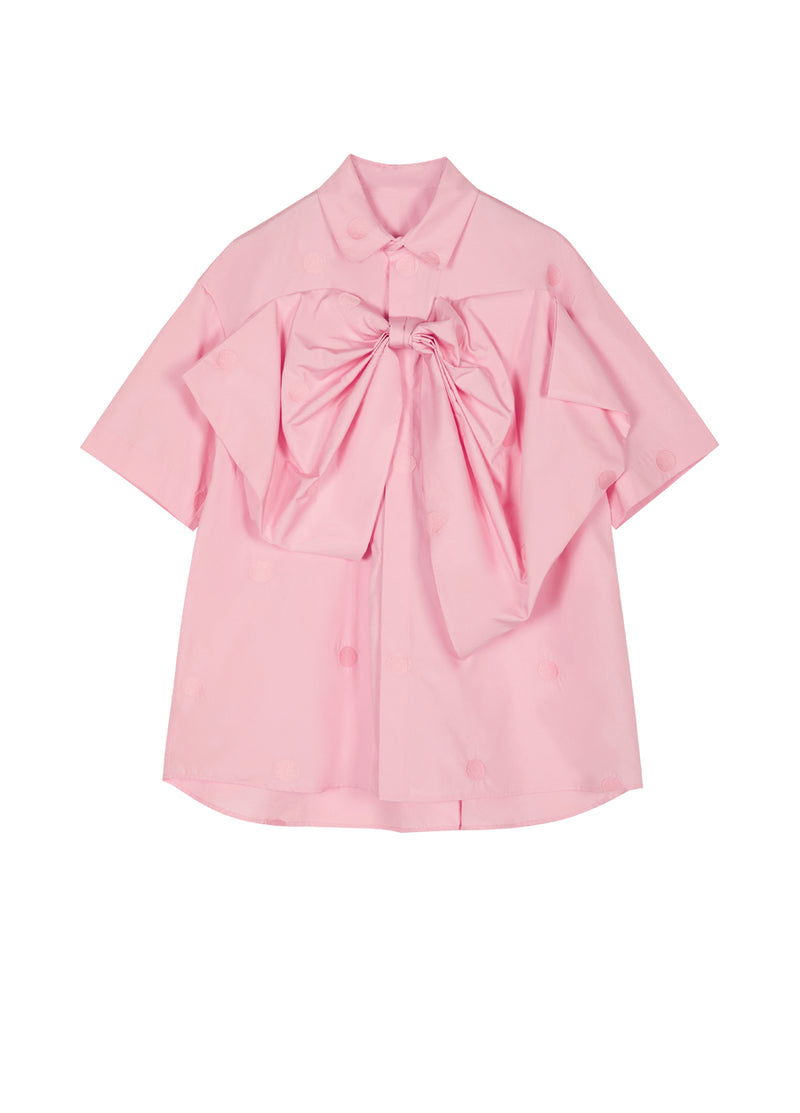 Shirt / JNBY Polka Dot Bow Loose Fit Cotton Shirt(100% cotton)