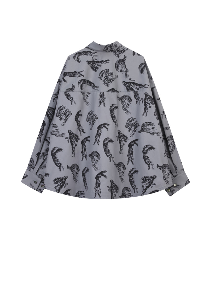 Shirt / JNBY Windblown Rabbit Cotton Oversize Print Shirt(100% cotton)