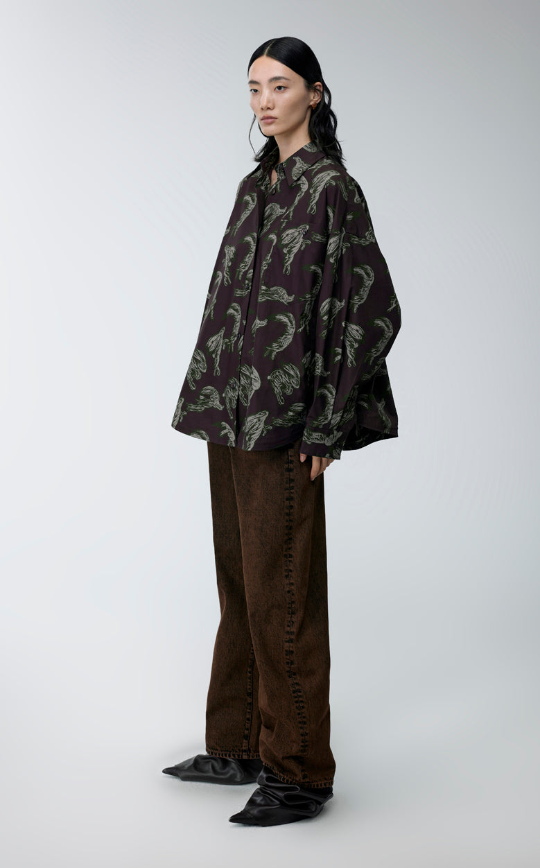 Shirt / JNBY Windblown Rabbit Cotton Oversize Print Shirt(100% cotton)