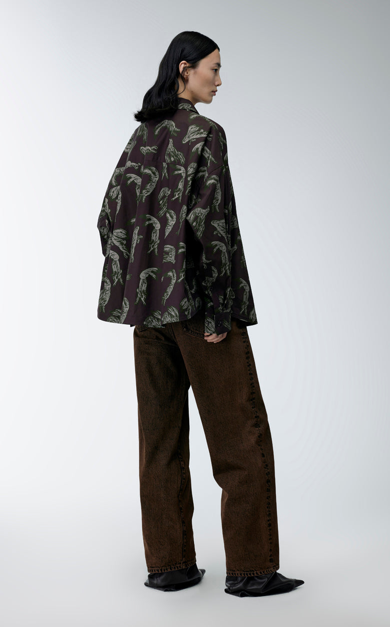 Shirt / JNBY Windblown Rabbit Cotton Oversize Print Shirt(100% cotton)