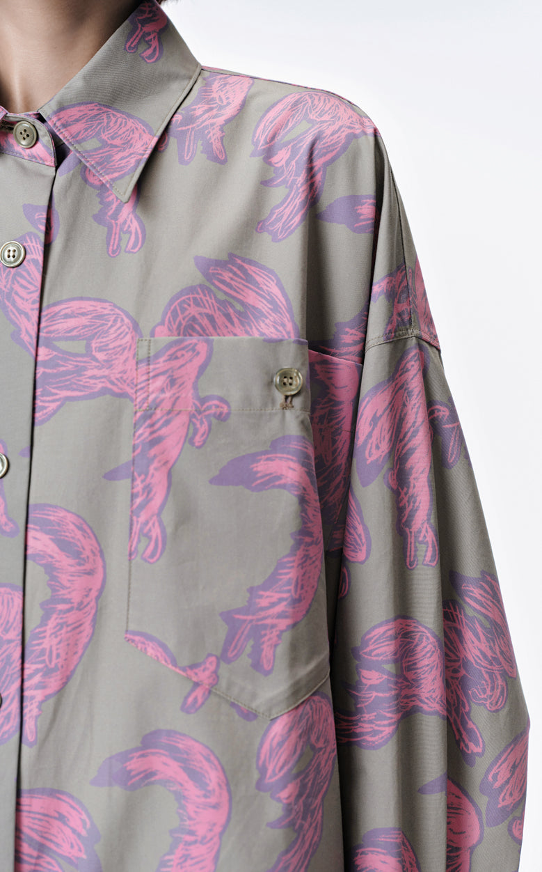 Shirt / JNBY Windblown Rabbit Cotton Oversize Print Shirt(100% cotton)
