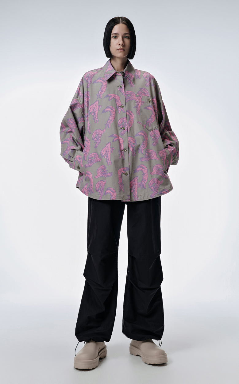 Shirt / JNBY Windblown Rabbit Cotton Oversize Print Shirt(100% cotton)