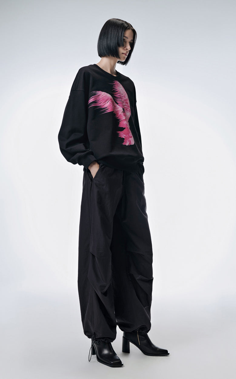 Sweatshirt / JNBY Windblown Rabbit Pattern Loose Fit Round Neck Long Sleeve Sweatshirt