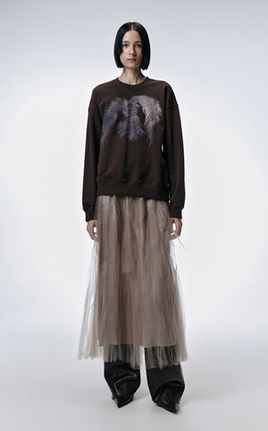Sweatshirt / JNBY Windblown Rabbit Pattern Loose Fit Round Neck Long Sleeve Sweatshirt Brown