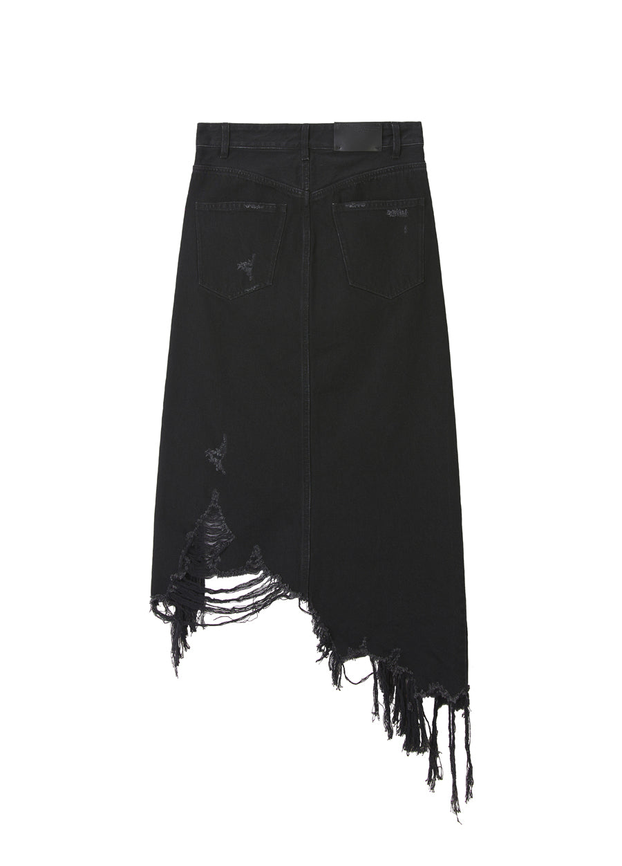 Skirt¡꨹JNBY Irregular Hem Denim Cotton Ripped Skirt