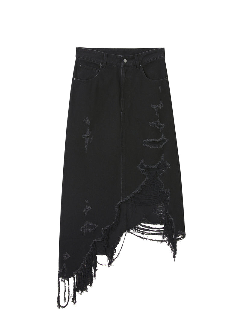 Skirt¡꨹JNBY Irregular Hem Denim Cotton Ripped Skirt