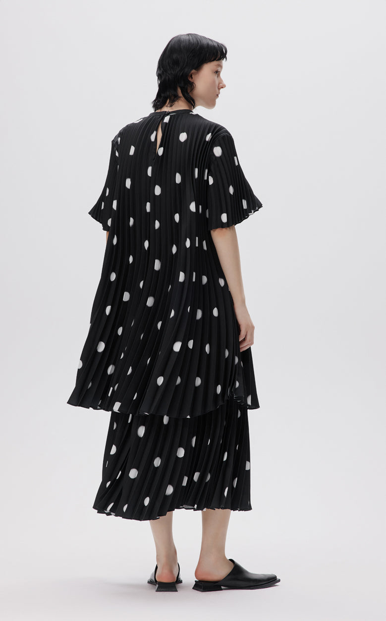 Skirt / JNBY Embroidered Mesh Polka Dot A-line Pleated Skirt