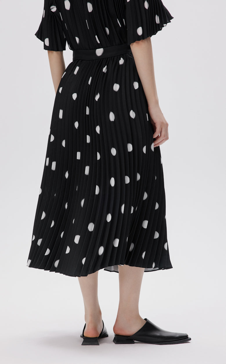 Skirt / JNBY Embroidered Mesh Polka Dot A-line Pleated Skirt