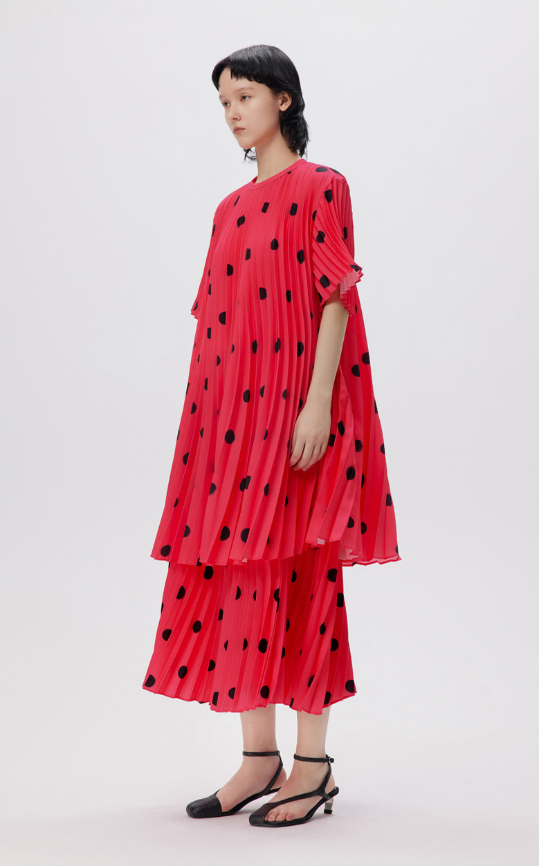 Skirt / JNBY Embroidered Mesh Polka Dot A-line Pleated Skirt