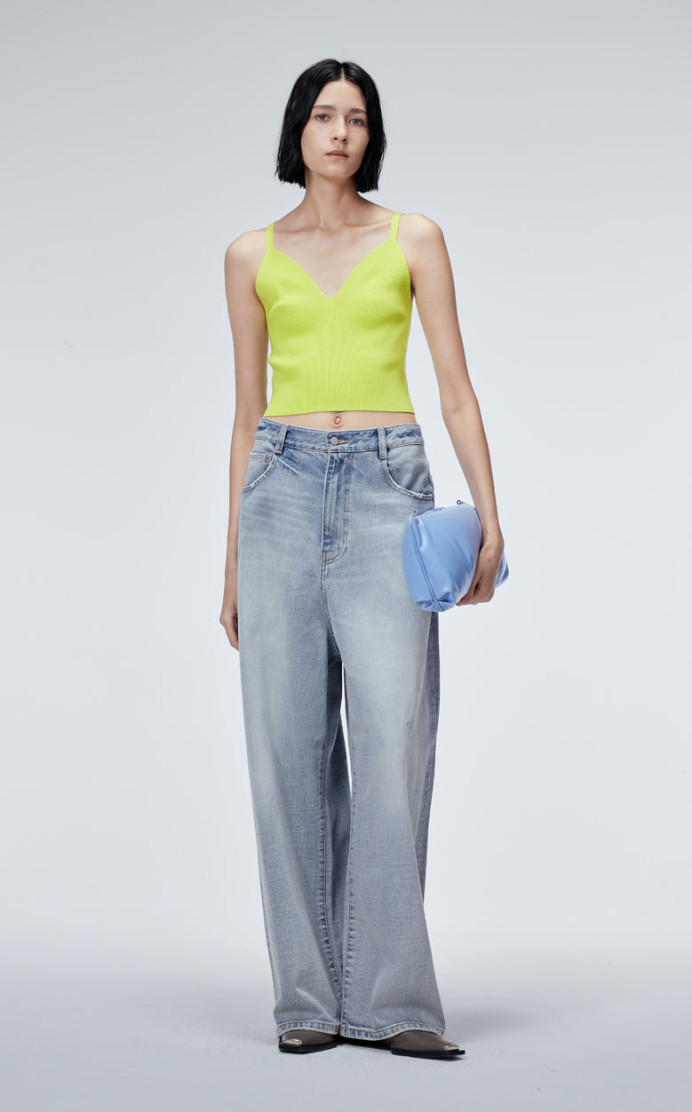 Pants / JNBY Cool Casual Washed Wide-leg Jeans(100% cotton) Blue