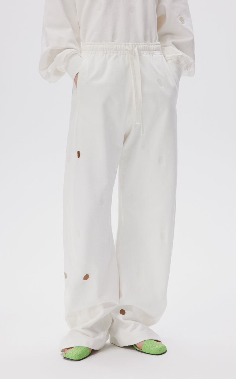 Pants / JNBY Wide-leg Polka-dot Loose Fit Casual Pants(100% cotton) White