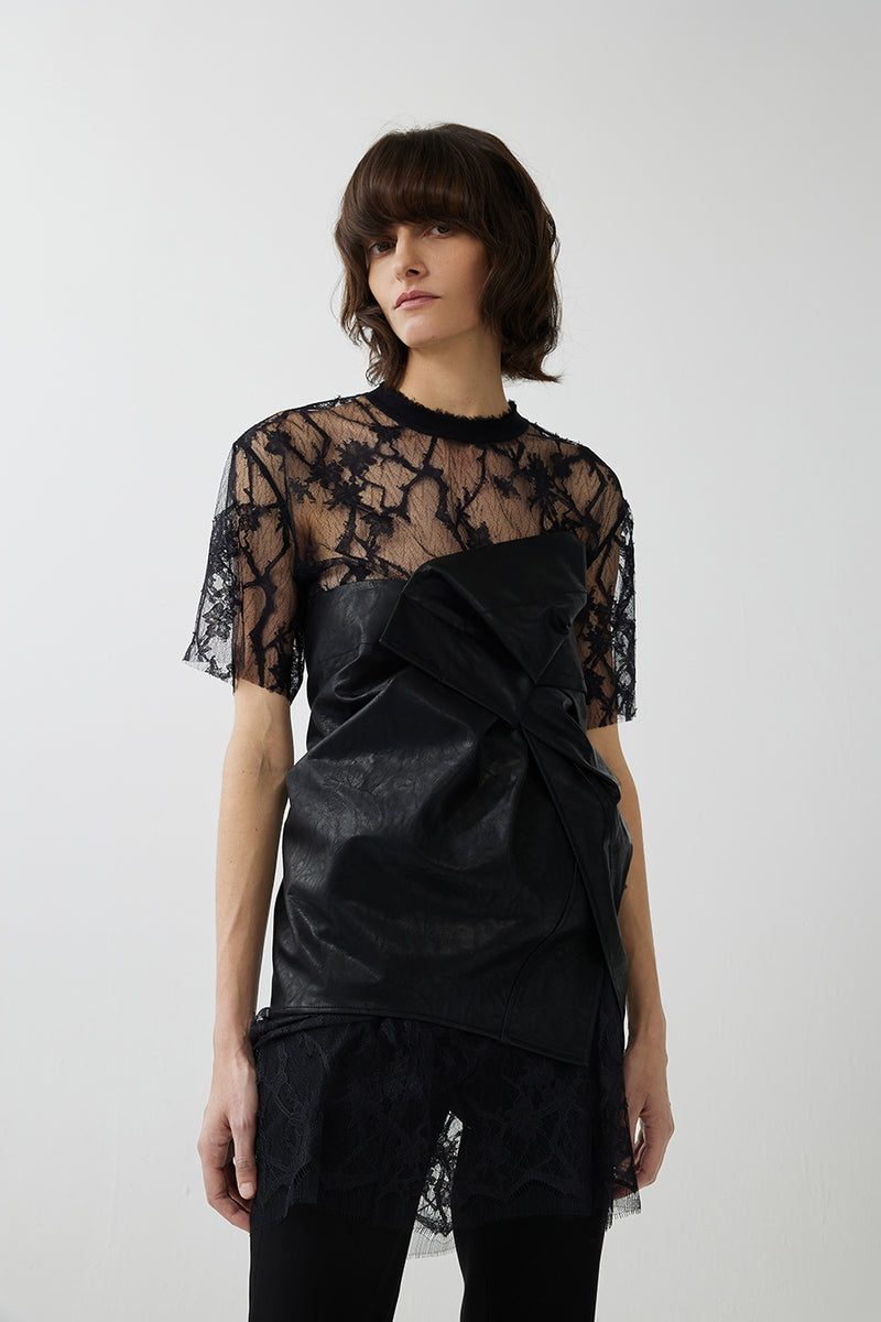 T-shirt / JNBY Round Neck Lace T-shirt Black