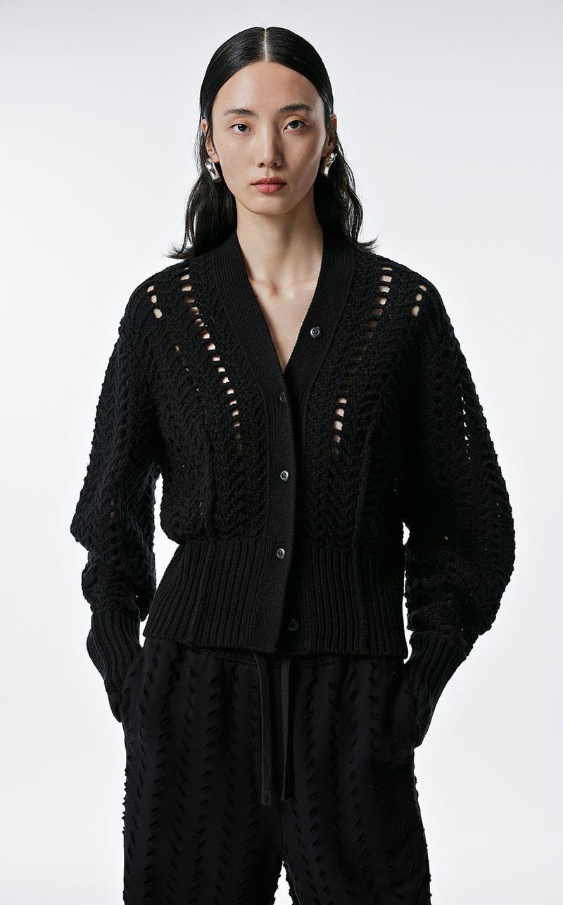 Sweater / JNBY V-Neck Wool Cropped Sweater Black