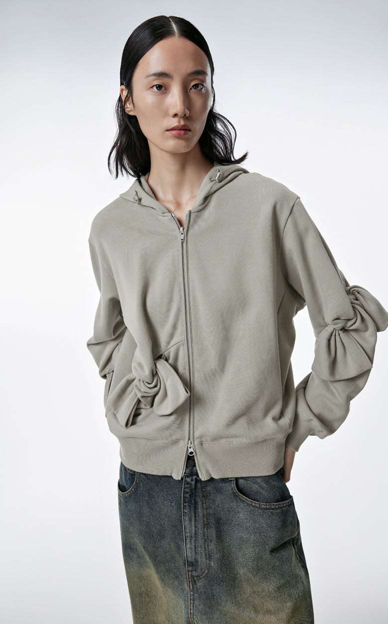 Sweatershirt / JNBY Playful  Three-Dimensional Bow-Knot Hooded Loose Fit Sweatershirt