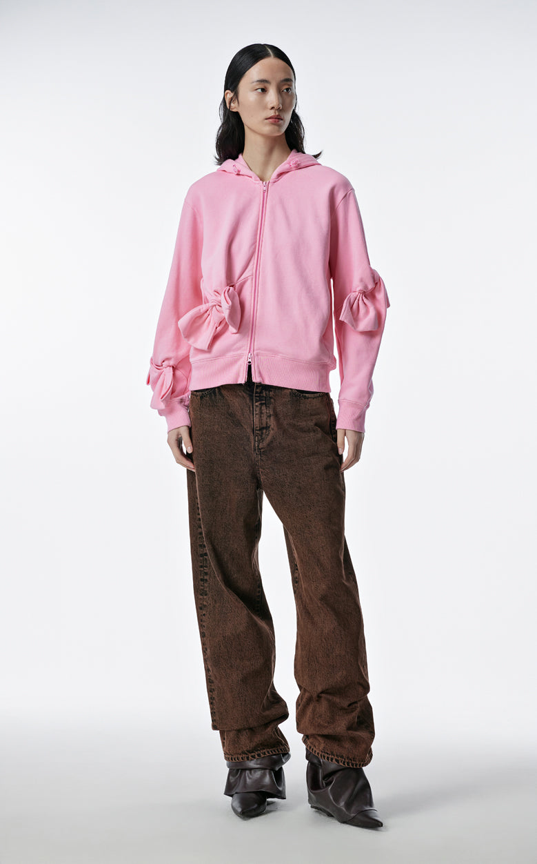 Sweatershirt / JNBY Playful  Three-Dimensional Bow-Knot Hooded Loose Fit Sweatershirt