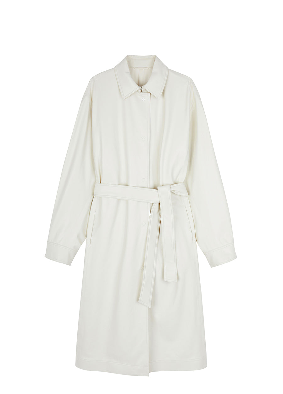 Coat / JNBY Polyurethane Leather Long Coat