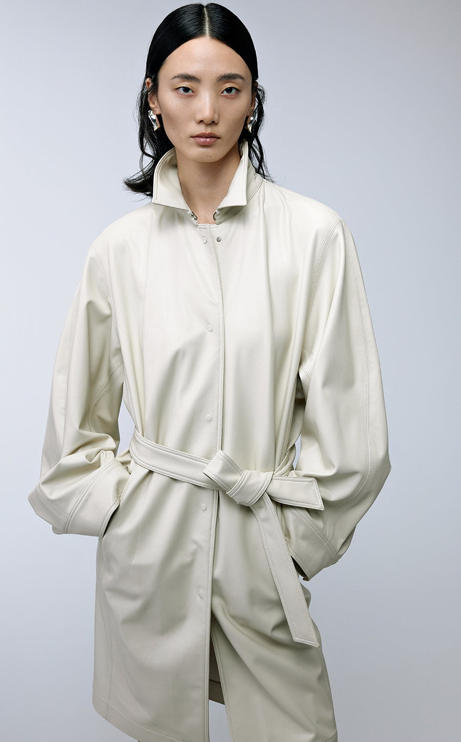 Coat / JNBY Polyurethane Leather Long Coat