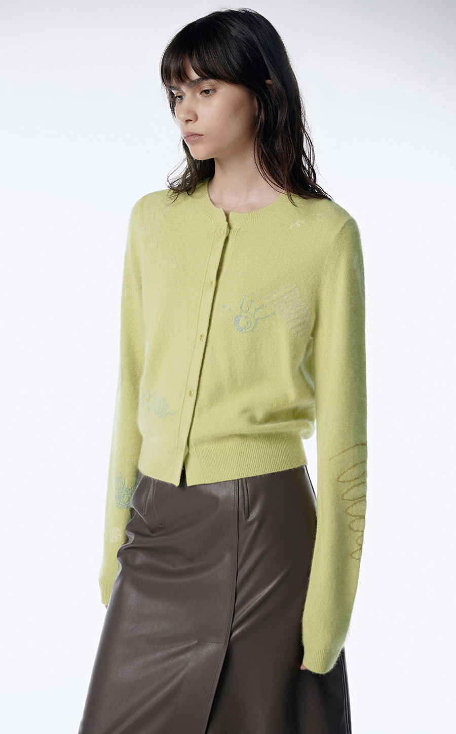 Sweater / JNBY Slim Fit Print Cardigan Sweater Yellow