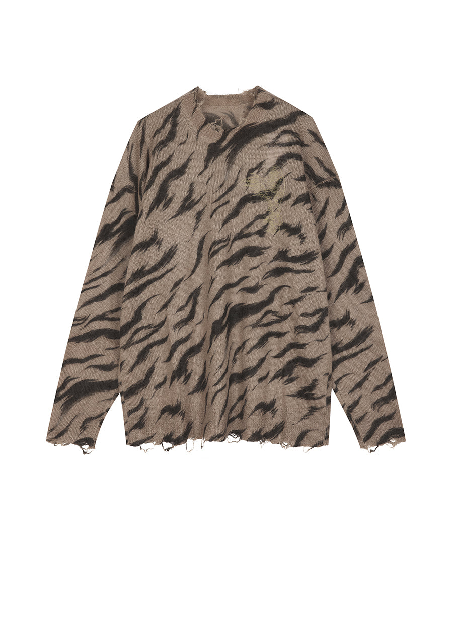 Sweater / JNBY Relaxed Animal Print Mohair Sweater Brown