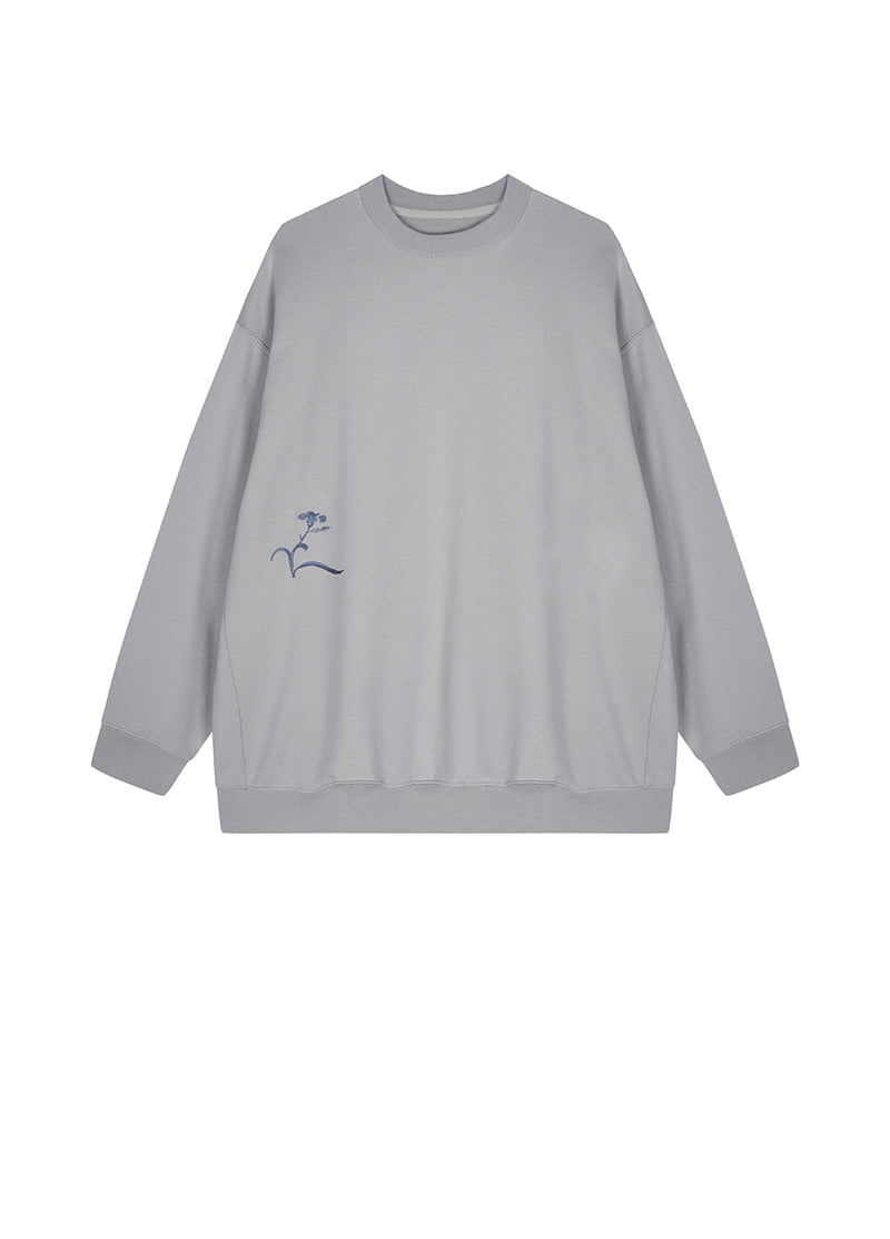 Sweatershirt / Su Embroidery X JNBY Oversized Crewneck Cotton Sweatershirt