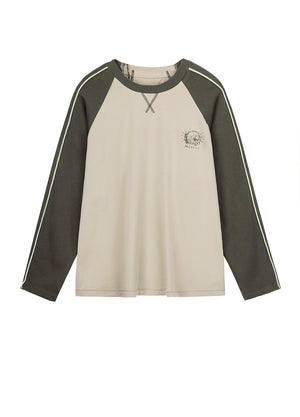 Sweatershirt / JNBY Raglan Sleeve Letter Print Cotton Sweatershirt Khaki