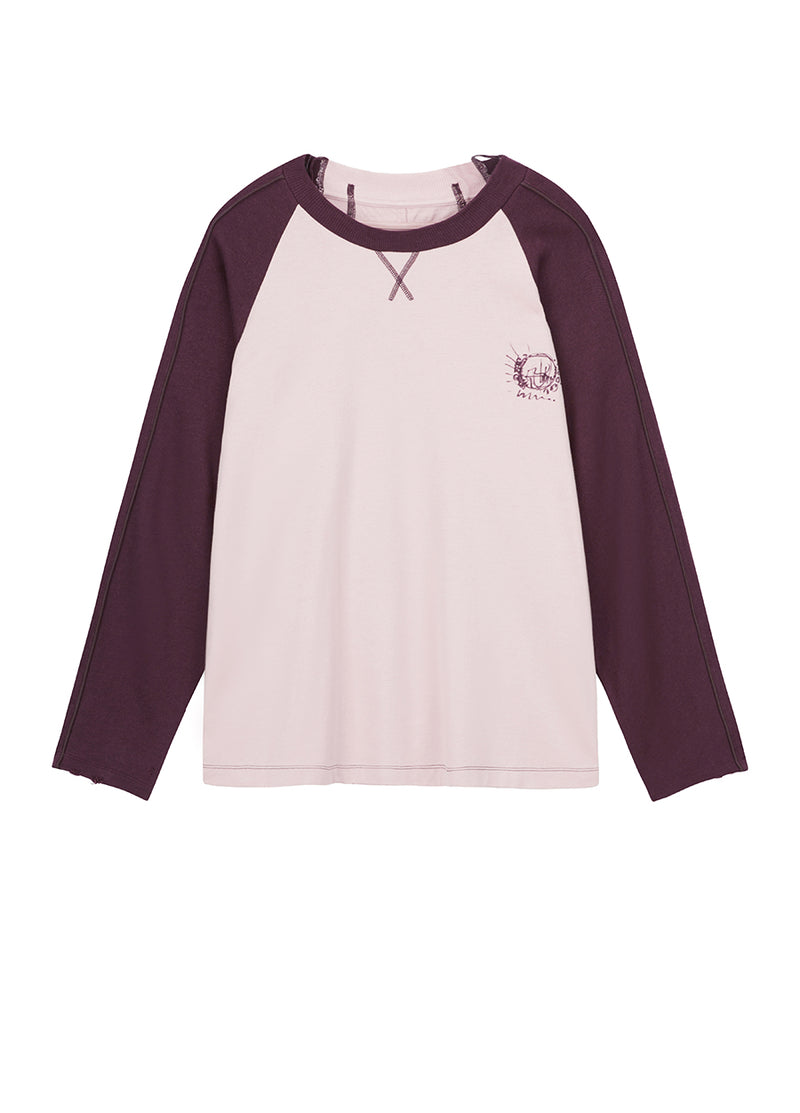 Sweatershirt / JNBY Raglan Sleeve Letter Print Cotton Sweatershirt Pink