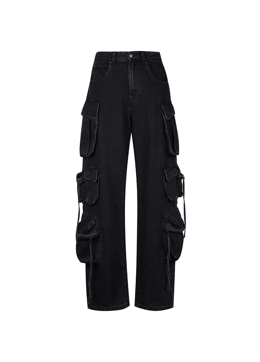 Pants / JNBY Cotton Cargo Jeans with Big Pockets Black