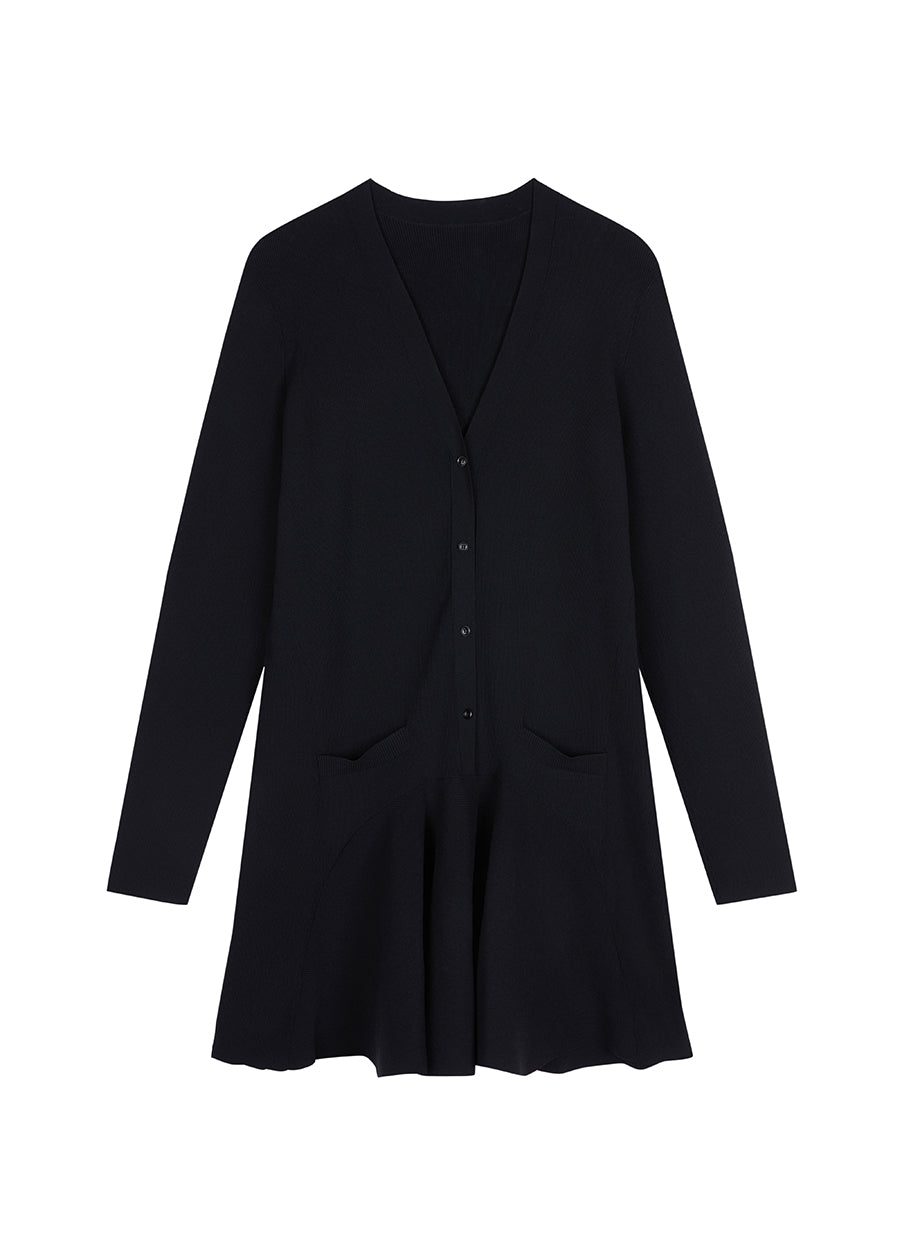 Dress / JNBY V-neck Nylon Sweater Dress Black