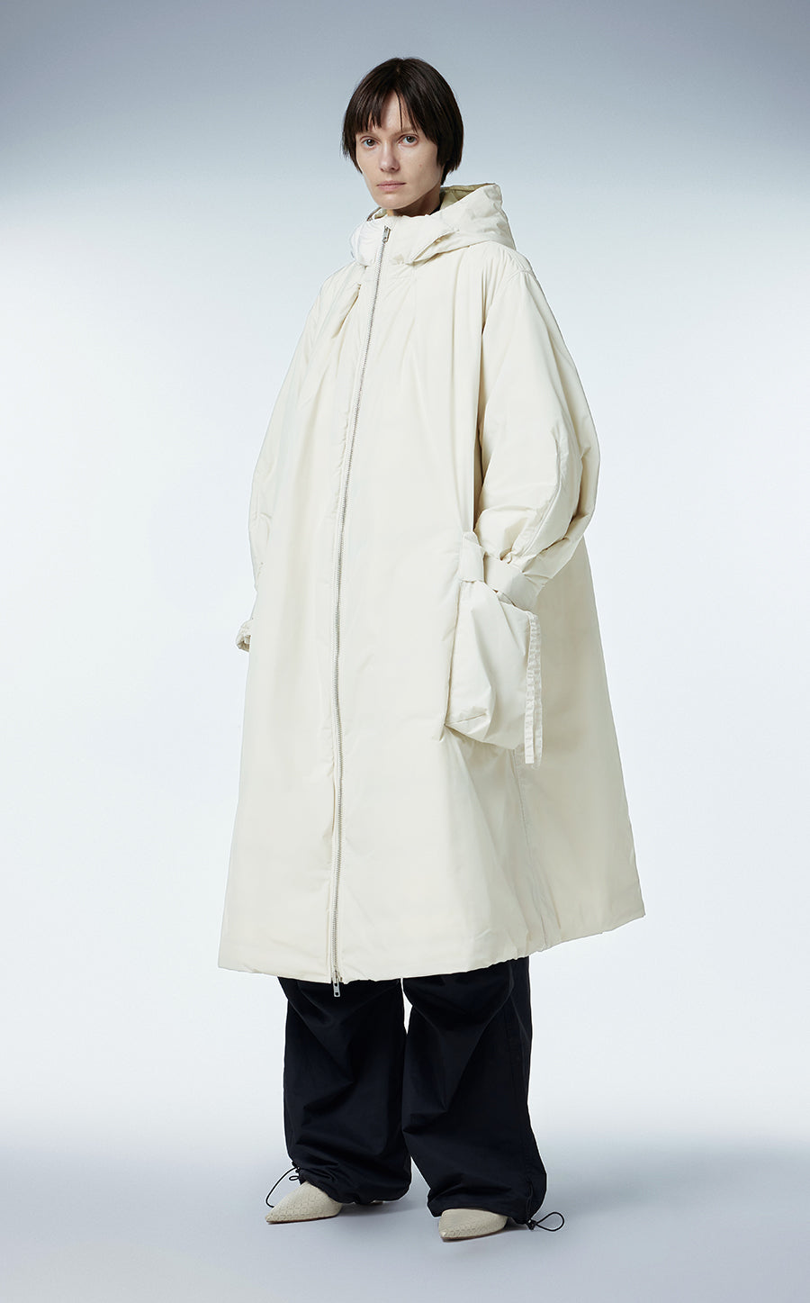 Coat / JNBY Hooded Cargo Down Coat White