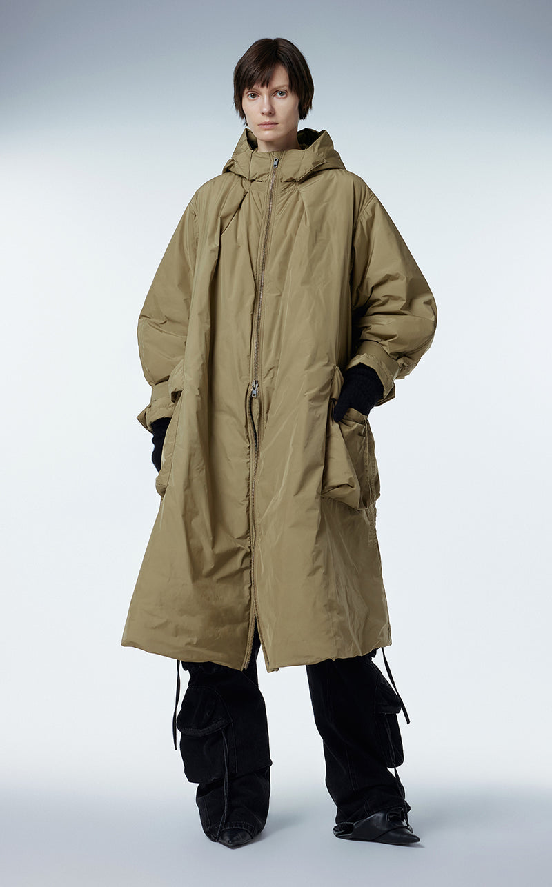 Coat / JNBY Hooded Cargo Down Coat DarkKhaki
