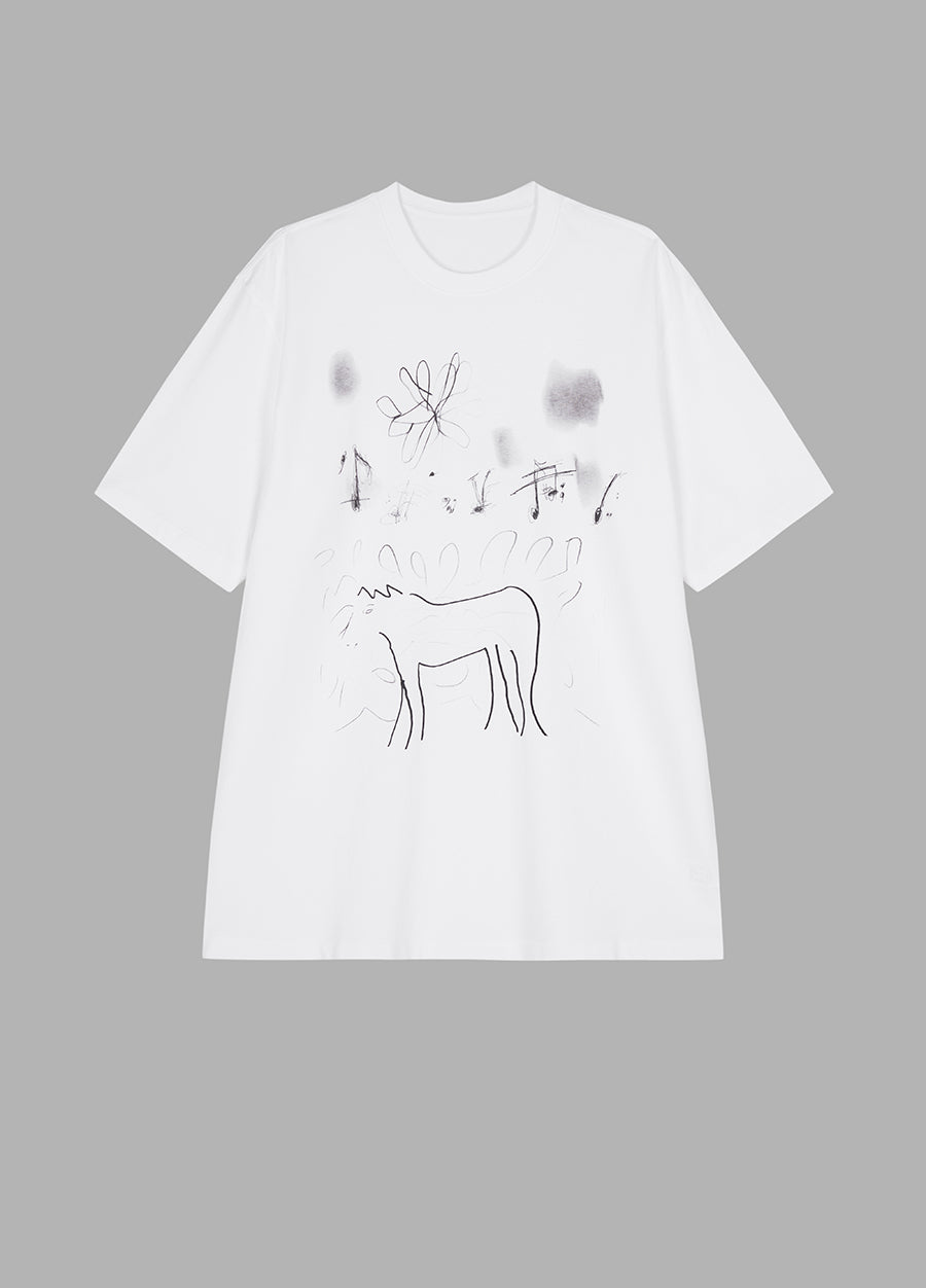 T-Shirt / JNBY Relaxed Horse Prints T-Shirt White