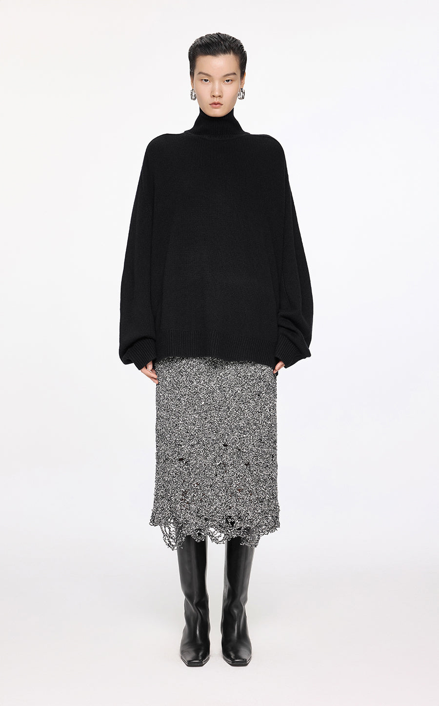 Sweater / JNBY Raglan-Sleeve Wool Sweater Black