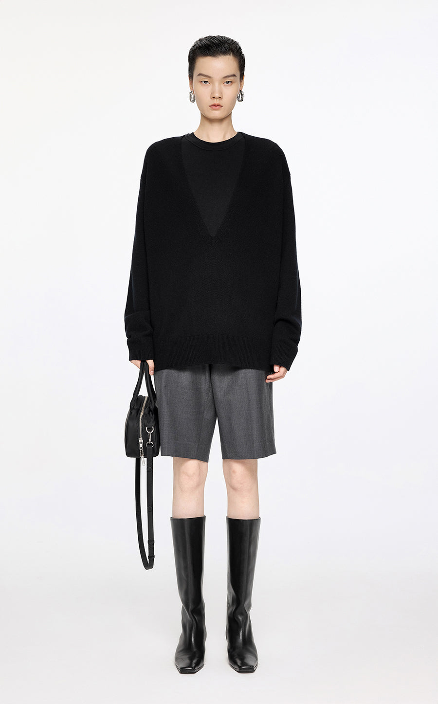 Sweater / JNBY V-Neck Wool-Cashmere Jumper Black