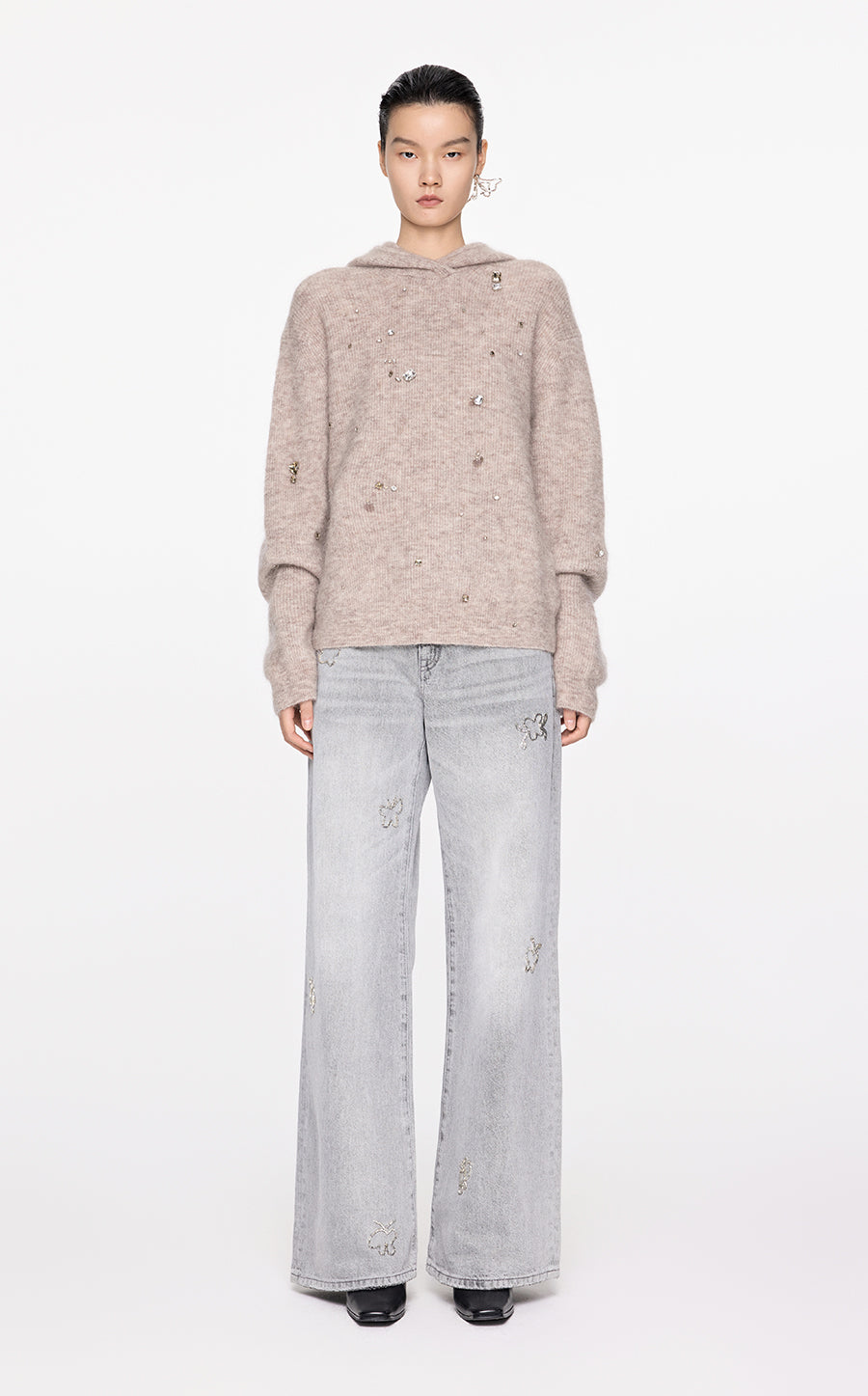 Sweater / JNBY Relaxed Hooded Sweater Khaki