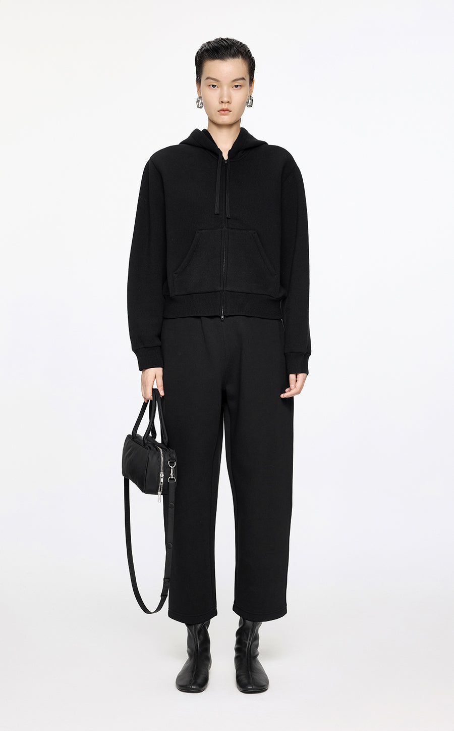 Sweatshirt / JNBY Relaxed Wool-Blend Hoodie Black