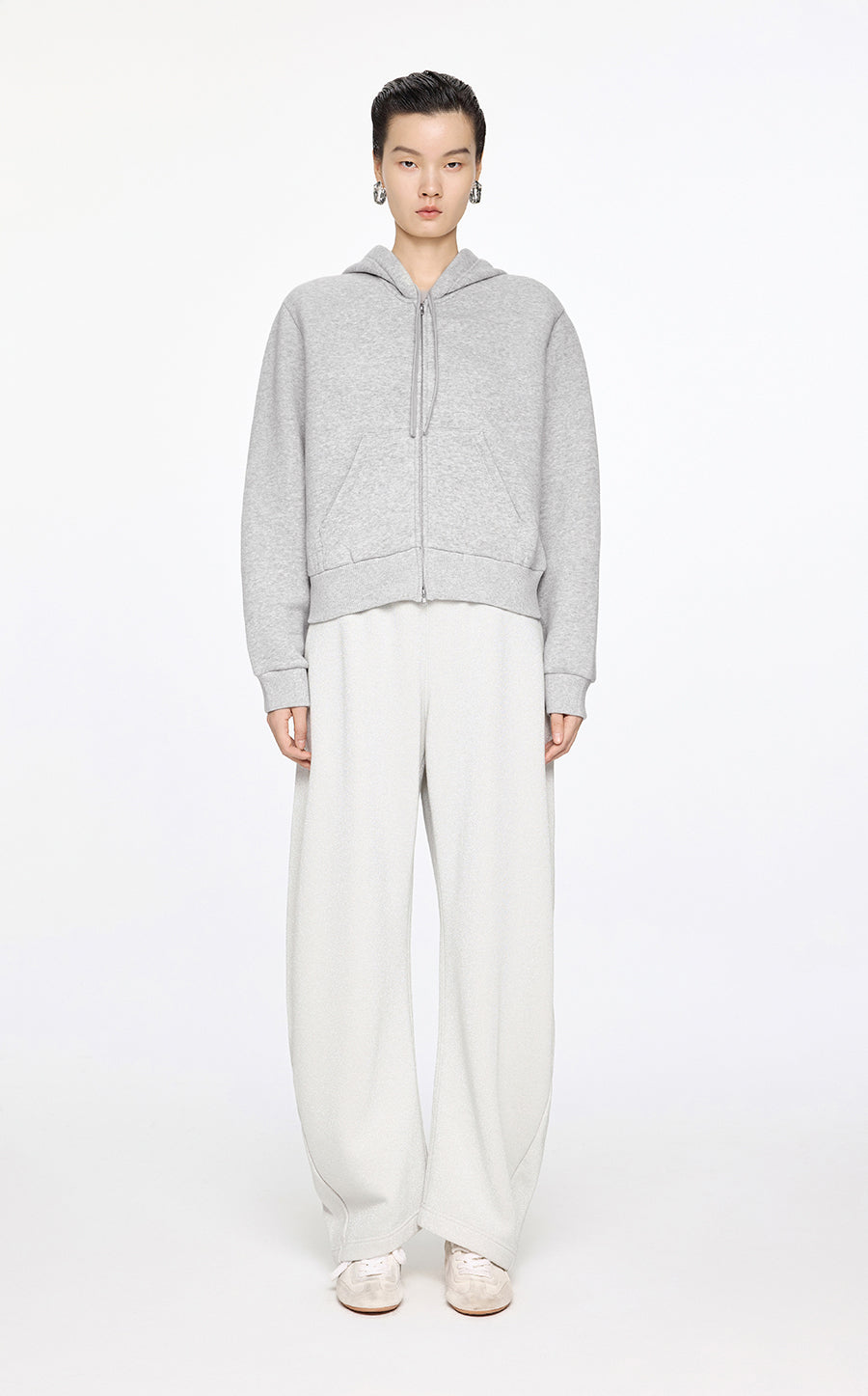 Sweatshirt / JNBY Relaxed Wool-Blend Hoodie Grey