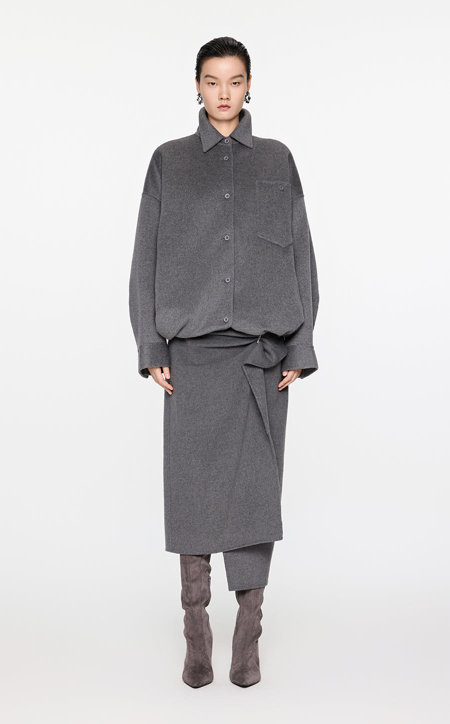 Coat / JNBY Oversized Wool-cashmere Jacket Grey