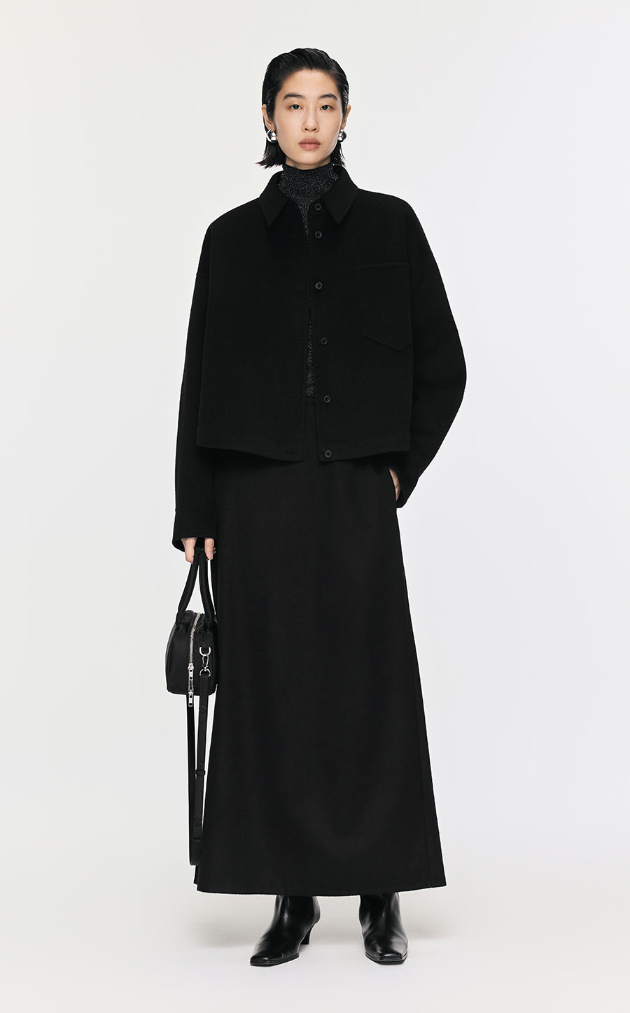 Coat / JNBY A-shape Wool-cashmere Coat Black