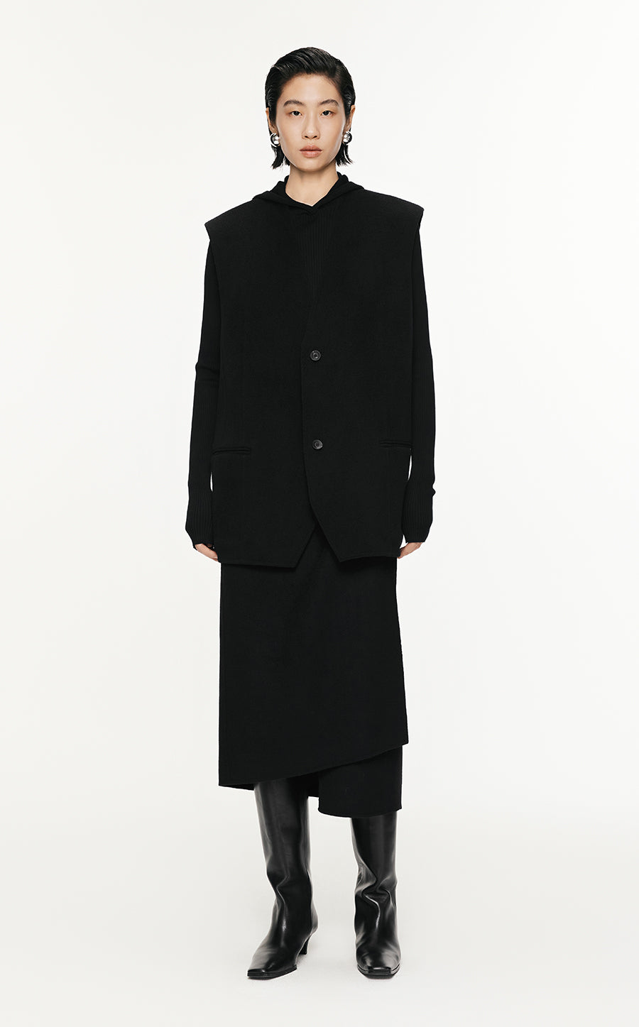 Vest / JNBY Relaxed Wool Vest Coat Black