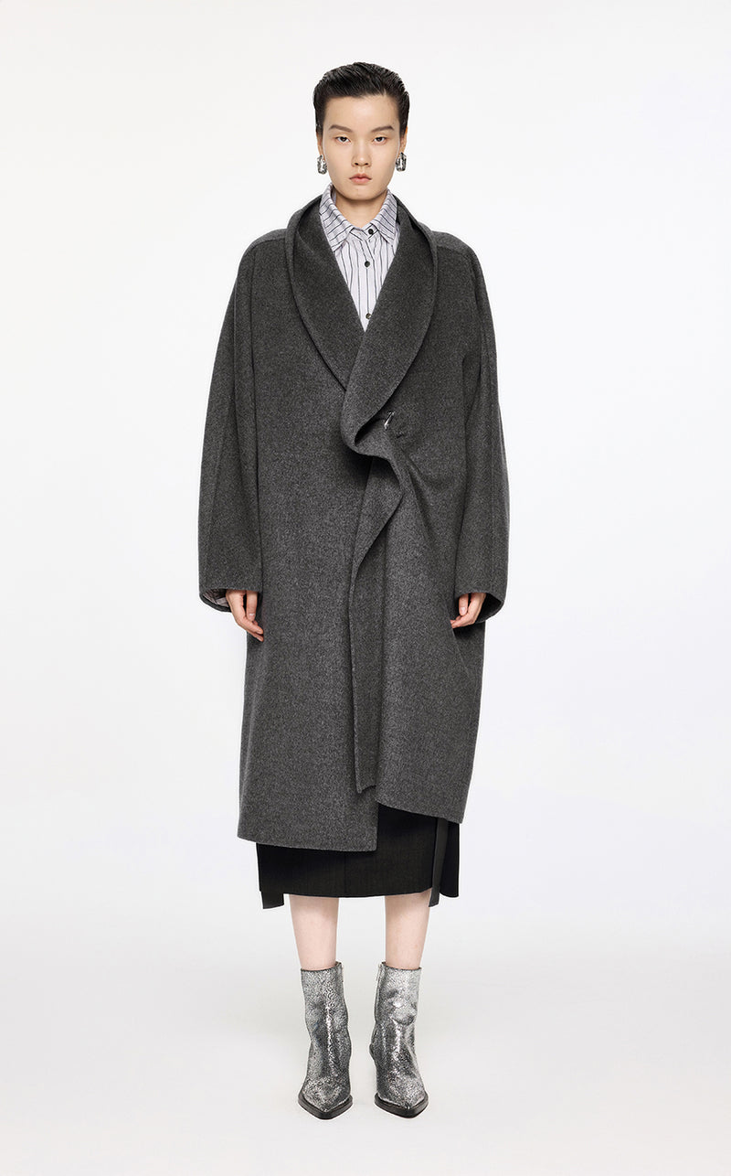 Coat / JNBY Pleated Wool Coat Grey