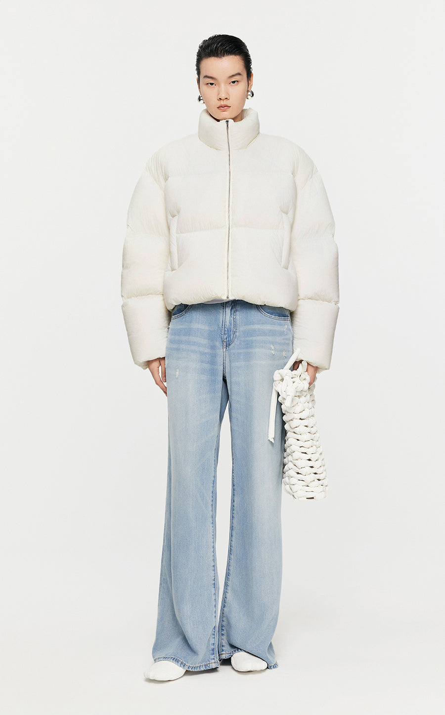 Coat / JNBY O-Shape Cropped Down Coat White