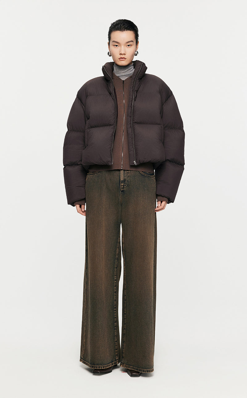 Coat / JNBY O-Shape Cropped Down Coat Brown