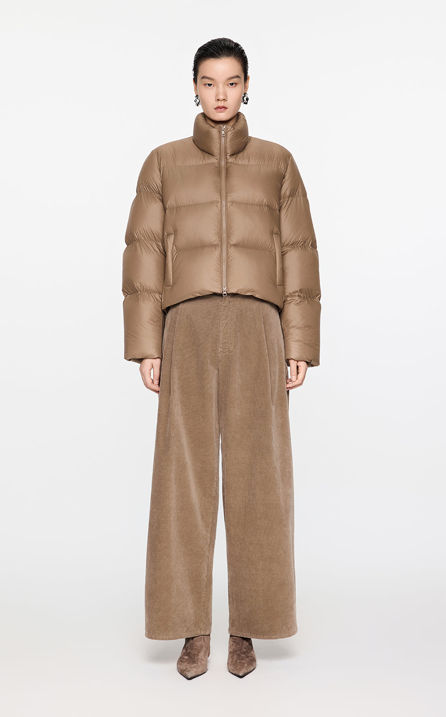 Coat / JNBY Relaxed Stand Collar Down Coat Brown
