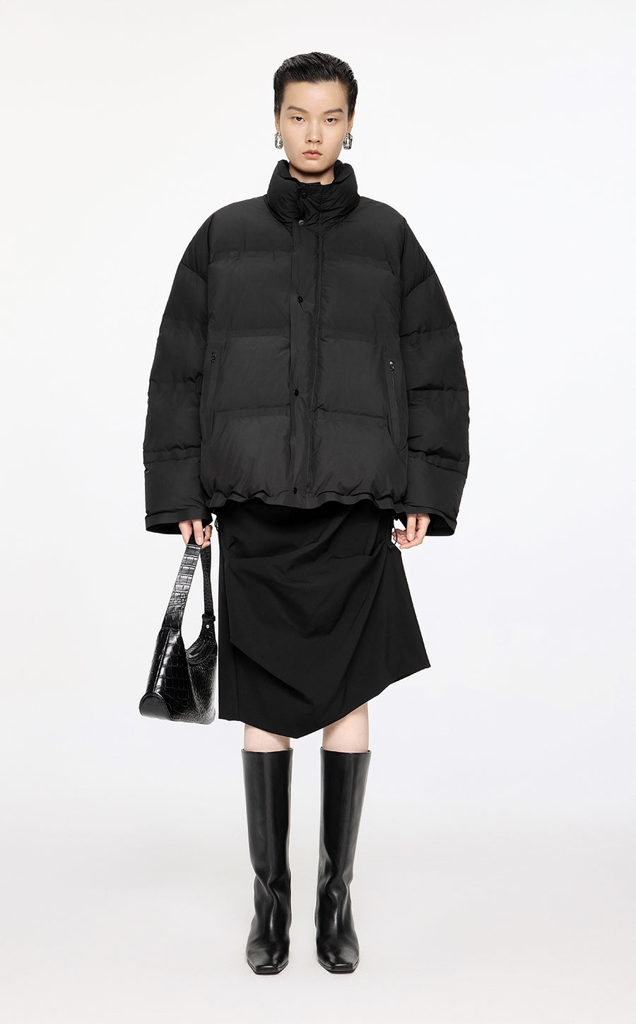 Coat / JNBY Oversize Stand Collar Down Coat Black