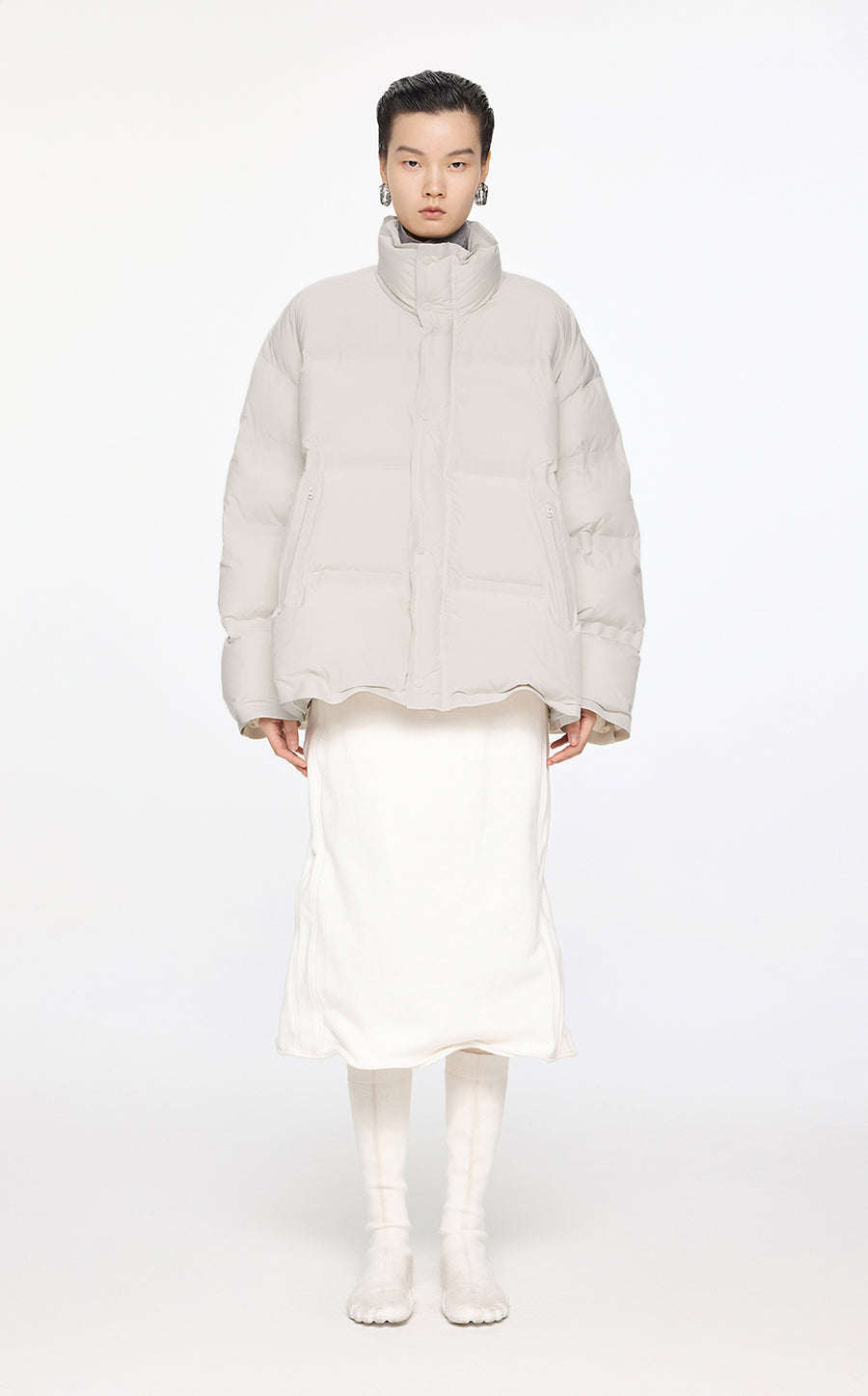 Coat / JNBY Oversize Stand Collar Down Coat White