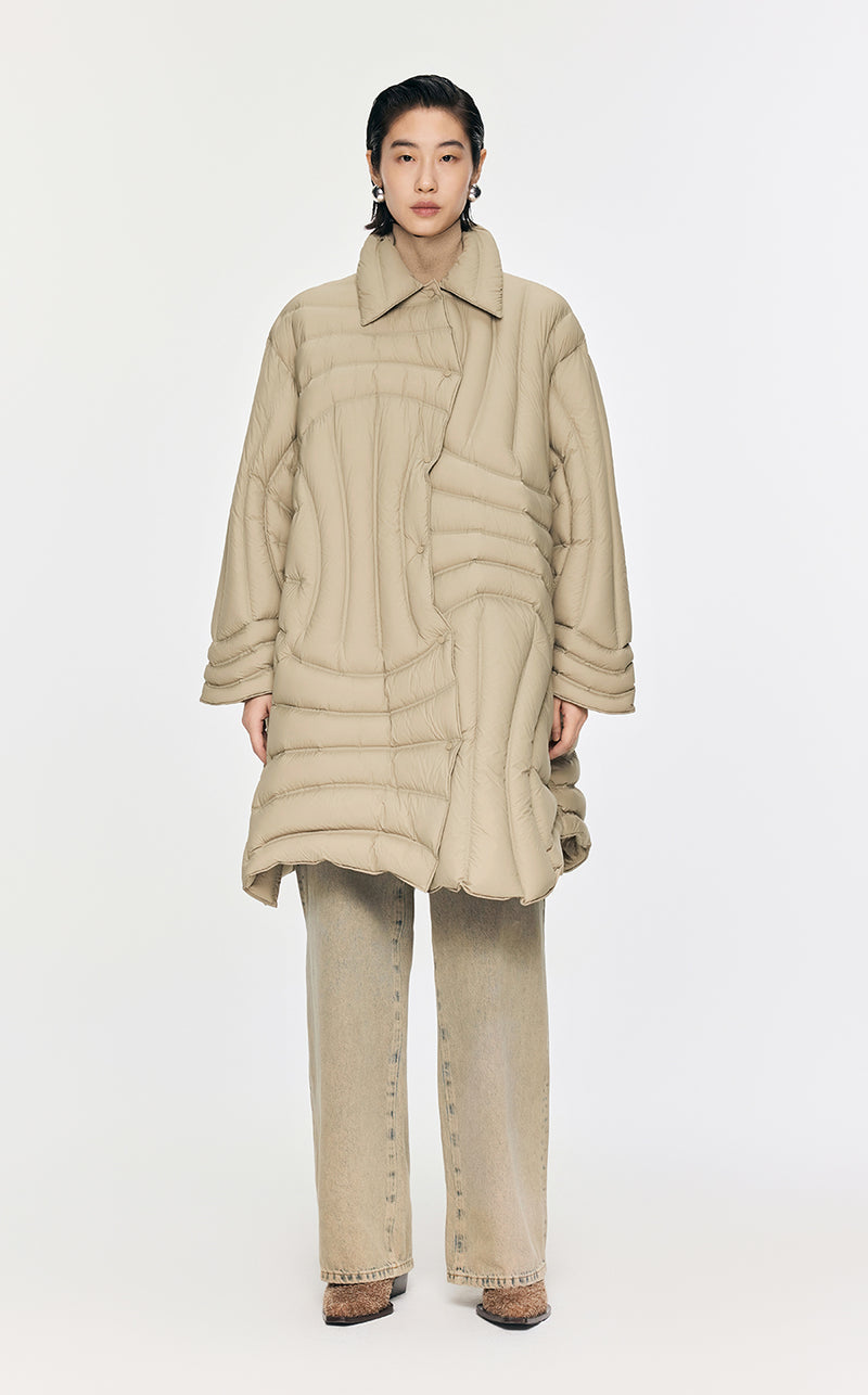 Downcoat / JNBY Irregular A-Shape Down Coat Khaki