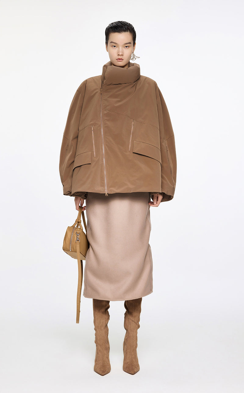 Coat / JNBY Irregular Windproof Down Jacket Brown