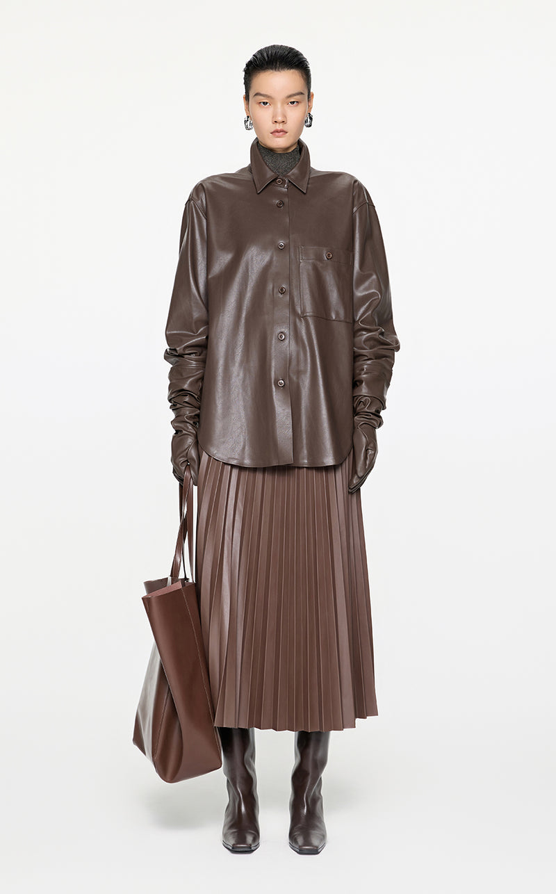 Skirt / JNBY Pleated Midi Skirt Brown