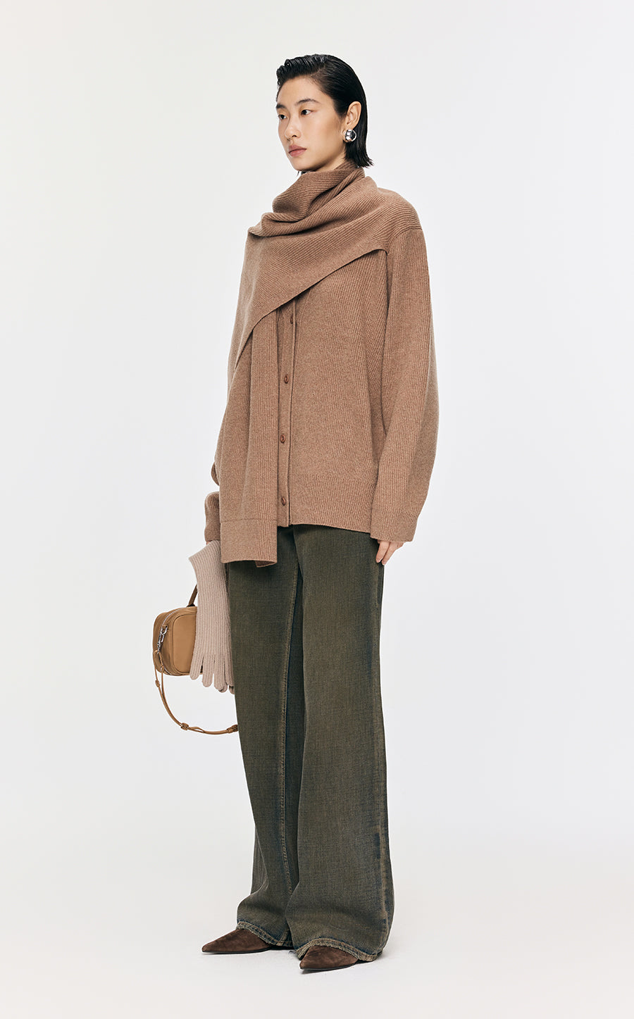 Pants / JNBY Flared Cotton Jeans Khaki
