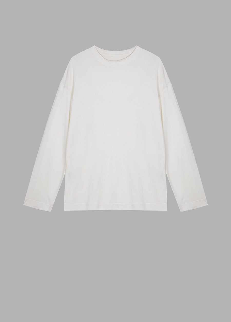 T-Shirt / JNBY Relaxed-fit Silk Long-sleeve T-shirt White